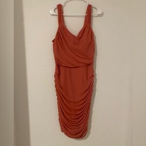 Express Draped Midi Dress in Orange